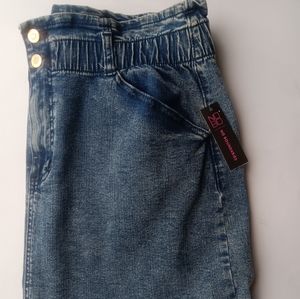 No Boundaries Juniors Paper Bag Skirt Medium Wash